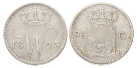 25 Cent. Willem I. 1823 B. Fraai.