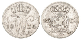 25 Cent. Willem I. 1826 U. Fraai.