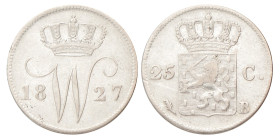 25 Cent. Willem I. 1827 B. Zeer Fraai.