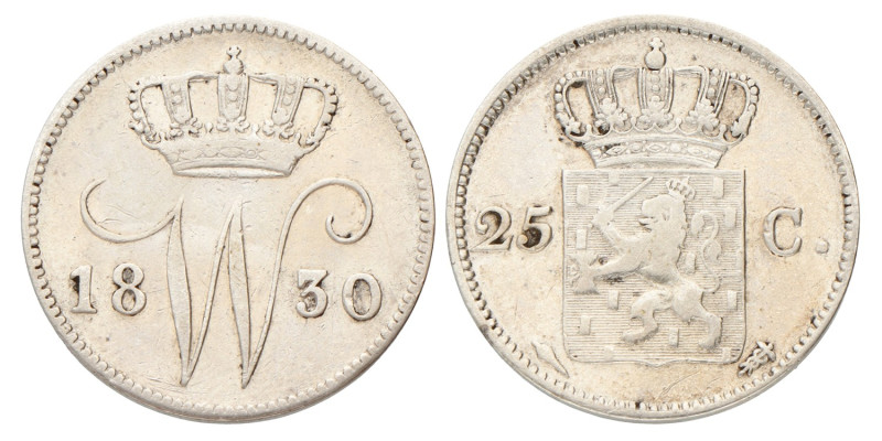 25 Cent. Willem I. 1830 U. Zeer Fraai.
Sch. 292. 4,23 g.