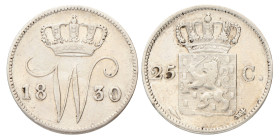 25 Cent. Willem I. 1830 U. Zeer Fraai.