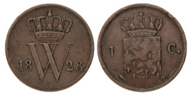 1 Cent. Willem I. 1828 U. Zeer Fraai.