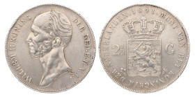 2½ Gulden. Willem II. 1841. Zeer Fraai +.