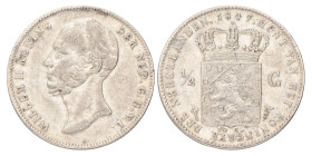 ½ Gulden. Willem II. 1847. Zeer Fraai.