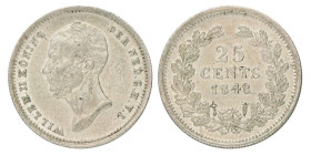25 Cent. Willem II. 1848. UNC -.