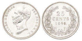 25 Cent. Willem II. 1849. UNC -.