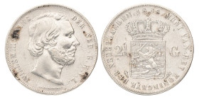 2½ Gulden. Willem III. 1858. Zeer Fraai / Prachtig.