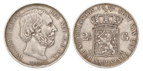 2½ Gulden. Willem III. 1872. Zeer Fraai +.