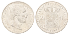2½ Gulden. Willem III. 1872. Zeer Fraai / Prachtig.