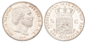 ½ Gulden. Willem III. 1858. Prachtig +.