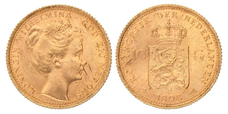 10 Gulden. Wilhelmina. 1898 A. Prachtig / UNC.
Sch. 744. 6,8 g.