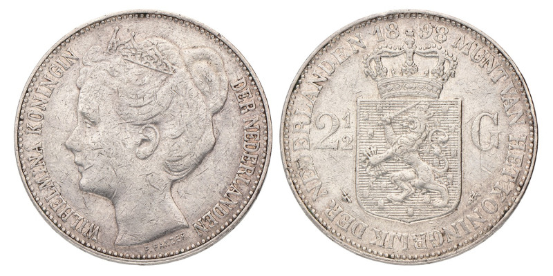 2½ Gulden. Wilhelmina. 1898. Fraai / Zeer Fraai.
Gepoetst. Sch. 782. 25,00 g.