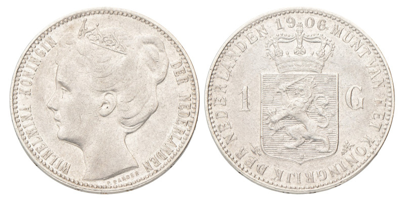 1 Gulden. Wilhelmina. 1906. Zeer Fraai +.
Sch. 808. 10 g.