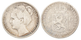 1 Gulden. Wilhelmina. 1907. Zeer Fraai -.