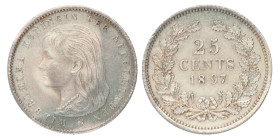 25 Cent. Wilhelmina. 1897. UNC -.