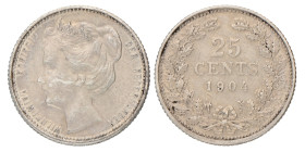 25 Cent. Wilhelmina. 1904. Prachtig -.