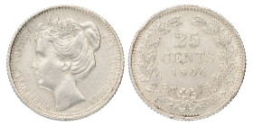 25 Cent. Wilhelmina. 1904. UNC -.