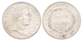 ½ Gulden. Nederlands-Indië. Willem I. 1826. Zeer Fraai +.