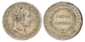 ¼ Gulden. Nederlands-Indië. Willem I. 1840. Zeer Fraai -.