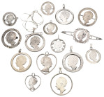 Netherlands. 1930, 1938, 1940 (Cut out from 1940s onwards). Lot (15) Cut-out coin jewelry, tokens of silent resistance in the Netherlands..