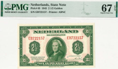Nederland. 2½ gulden. Muntbiljet. Type 1943. Type Wilhelmina I. - UNC.