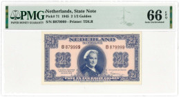Nederland. 2½ gulden. Muntbiljet. Type 1945. Type Wilhelmina II. - UNC.