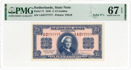 Nederland. 2½ gulden. Muntbiljet. Type 1945. Type Wilhelmina II. - UNC.