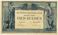 Nederland. 10 gulden . Bankbiljet. Type 1921. Type Arbeid en Welvaart II. - Fraai.