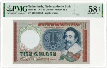 Nederland. 10 gulden . Bankbiljet. Type 1953. Type Hugo de Groot. - Nagenoeg UNC.