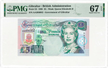 Gibraltar. 5 pounds. Banknote. Type 1995. Type Queen Elizabeth II. - UNC.