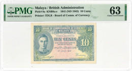 Malaya. 10 cents. Banknote. Type 1941. - UNC.