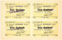 Nederland. 4x 1 gulden. Waardebon. Type 1940. Type Beverwijk. - UNC.