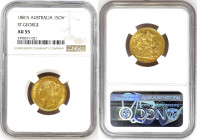 Australia 1 Sovereign 1881 S. St.George. NGC AU55
Gold coin (.917), 7,99 g, KM#7, Royal Mint 'S'- Sydney, Australia, Ruler: Victoria, Vintage: 1.350....