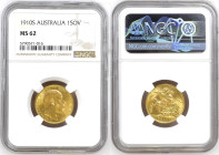 Australia 1 Sovereign 1910 S. NGC MS62
Gold coin (.917), 7,99 g, KM#15, Fr#33, Royal Mint 'S'- Sydney, Australia, Ruler: Edward VII