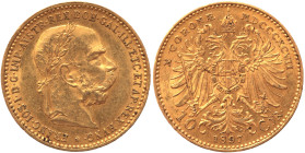 Austria 10 Corona 1897 UNC
Gold Coin (.900), 3,39 g, Ruler: Franz Joseph I UNC