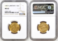 Great Britain 1 Sovereign 1907. NGC MS62
Gold coin (.917), 7,99 g, KM#805, Sp#3969, Ruler: Edward VII