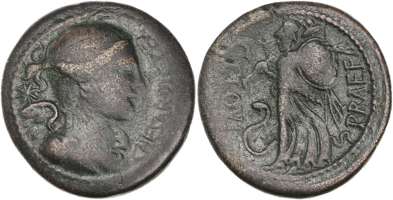 Jules César - Dupondius (Milan ?)
R/ Minerve debout à gauche.

Cuivre - 12,23 gr...