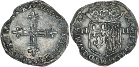 Louis XIII - 1/4 écu de Navarre 1620 A (Saint Palais)
Lettre A après la date.

Argent - 9,43 grs - 31,5 mm
G.29
TTB+

Très rare (R4 dans le Gadoury de...