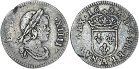 Louis XIV - 1/24 écu légende courte 1644 A (Paris)

Argent - 1,10 grs - 15 mm
G.100
TB+

Type rare ! Petit défaut de tranche et faiblesse de frappe....