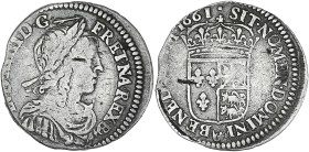 Louis XIV - 1/12 écu de Bearn mèche longue 1661 (Pau)

Argent - 2,00 grs - 20 mm
G.114
TB+

Type très rare !