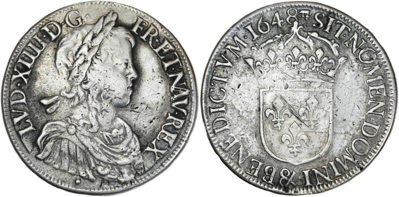 Louis XIV - Ecu mèche longue 1648 & (Aix-en-Provence)

Argent - 26,60 grs - 40 m...