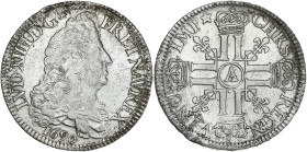 Louis XIV - Ecu aux 8 L 1er type 1690 A (Paris)
Flan réformé.

Argent - 26,93 grs - 40 mm
G.216
TTB

Exemplaire nettoyé mais agréable.