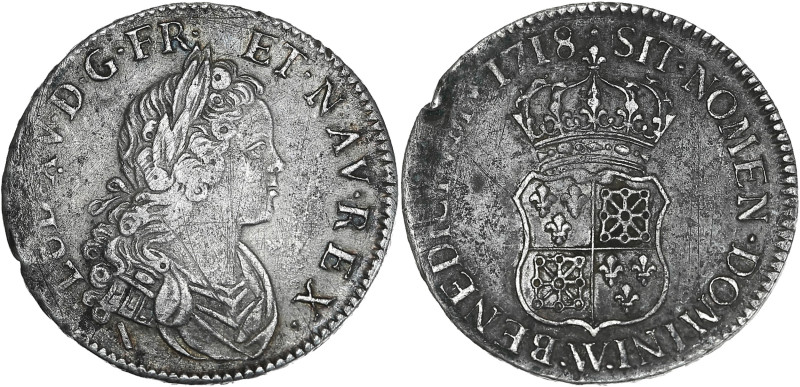 Louis XV - 1/2 écu France-Navarre 1718 W (Lille)
Var. LUD.

Argent - 12,01 grs -...