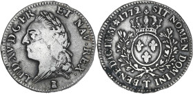 Louis XV - 1/2 écu vieille tête 1772 T (Nantes)
Variété 1772 sur 1771

Argent - 14,34 grs - 33,5 mm
G.315
TB+

Type très rare ! Exemplaire nettoyé....