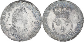 Louis XV - Ecu Vertugadin 1716 G (Poitiers)
Flan neuf.

Argent - 30,63 grs - 41 mm
G.317
SUP

Très rare sur flan neuf (R4 dans le Gadoury des r...