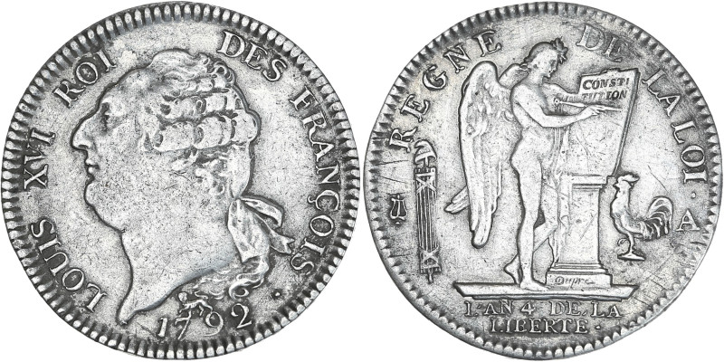 Constitution - Ecu de 6 livres françois 1792 A (Paris)
Semestre 1.

Argent - 29,...