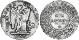 Convention - Ecu de 6 livres françoise 1793 A (Paris)

Argent - 29,40 grs - 38,5 mm
G.58
TTB+/SUP

Superbe exemplaire avec une très belle patine grise...