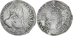 Navarre-Béarn - Jeanne d'Albret - Teston 1572 (Pau)
Buste âgé.

Argent - 9,40 grs - 27,5 mm
Bd.596 / Salles.173
TTB-

Type au buste âgé plus rare qu'a...