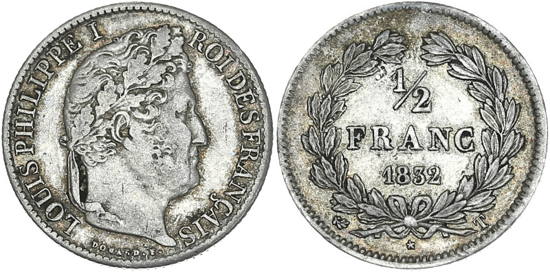 Louis-Philippe tête laurée - 1/2 francs 1832 T (Nantes)

Argent - 2,48 grs - 18 ...