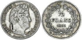 Louis-Philippe tête laurée - 1/2 francs 1832 T (Nantes)

Argent - 2,48 grs - 18 mm
F.182-25 / G.408
TTB

Très rare et très bel exemplaire !